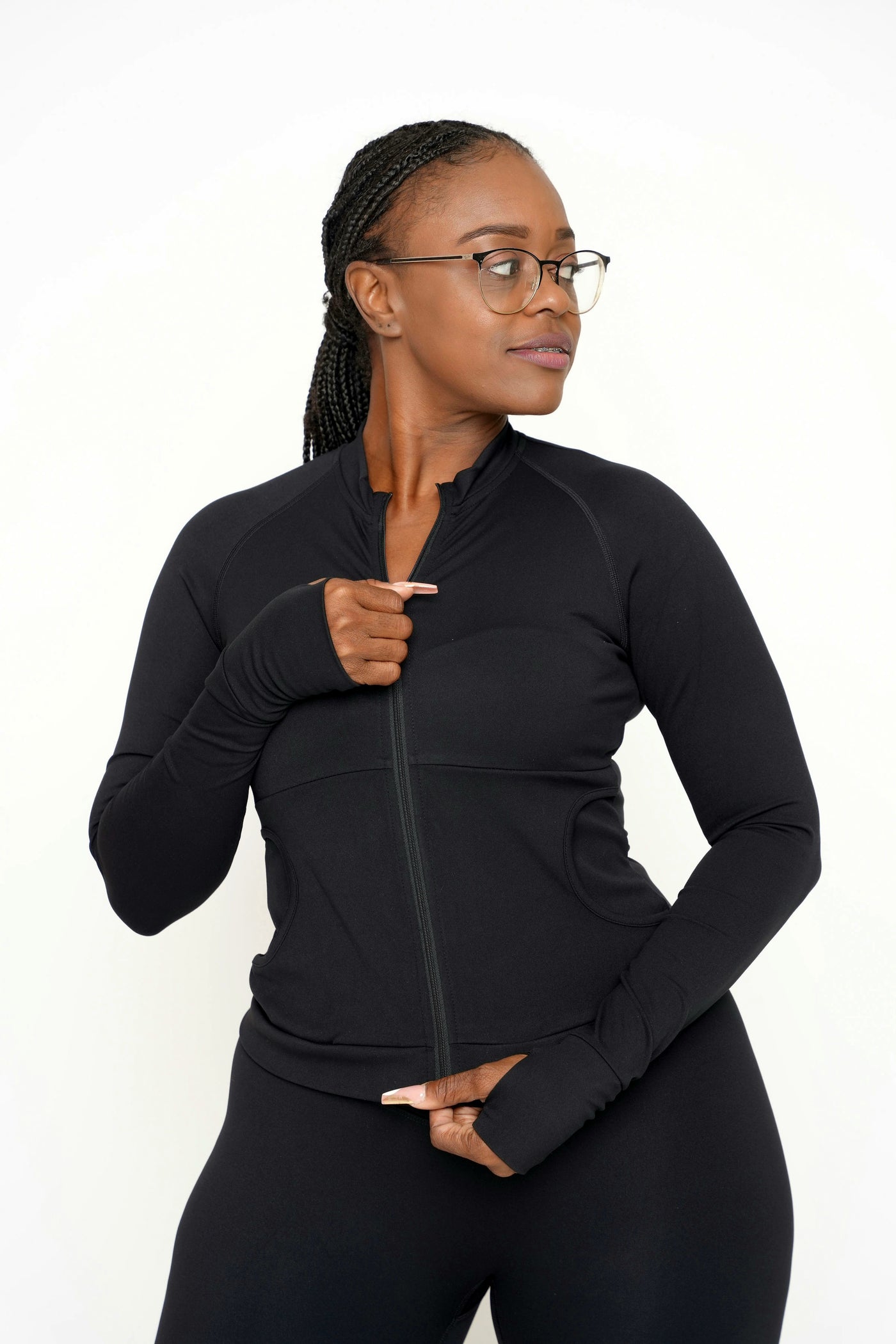 Long Sleeve Performance Zipper Jacket - Black